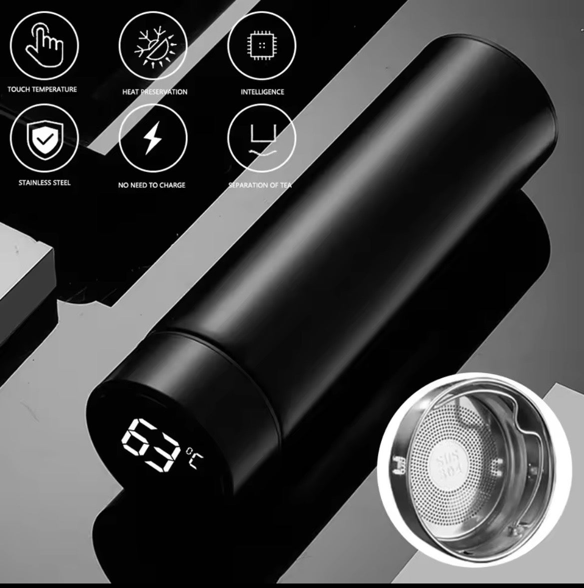 Mug Thermos Connecté à Écran LED Tactile - Cleanorax